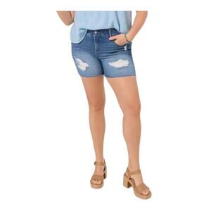 Torrid Womens Plus Size 18 Short Distressed Jeans Blue Raw Hem stretch 9" Inseam
